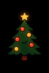 Christmas tree with decorations and gifts in winter celebration