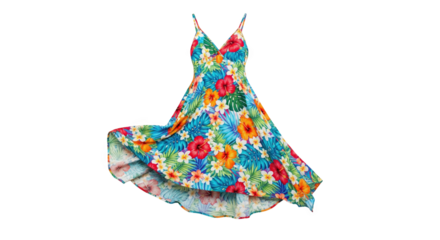 Colorful Floral Dress with Tropical Patterns for Summer Wear