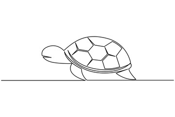 Turtle continuous one line drawing simple minimalist marine animal design