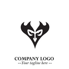 Head of Dracula Logo Symbol in Black on the White Background with Horror Minimal Vector Design