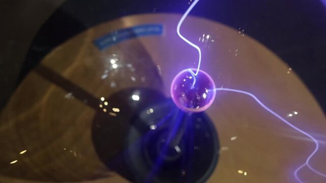 The plasma discharges in a glass sphere