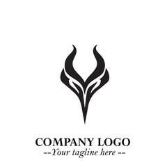 Head of Dracula Logo Symbol in Black on the White Background with Horror Minimal Vector Design