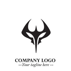 Head of Dracula Logo Symbol in Black on the White Background with Horror Minimal Vector Design