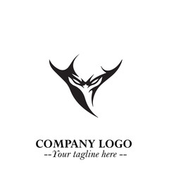 Head of Dracula Logo Symbol in Black on the White Background with Horror Minimal Vector Design