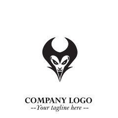 Head of Dracula Logo Symbol in Black on the White Background with Horror Minimal Vector Design