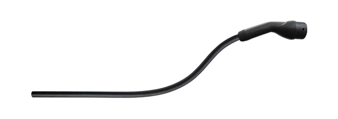 Electric vehicle charging cable isolated on transparent background