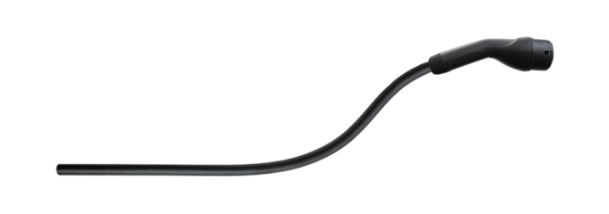 Electric vehicle charging cable isolated on transparent background