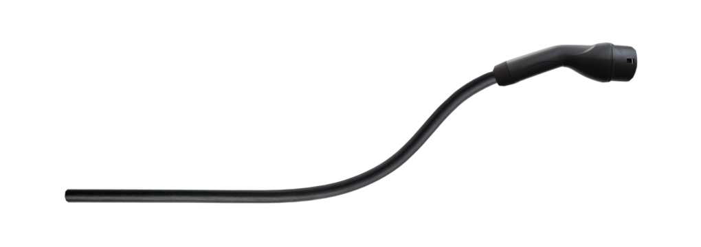 Electric vehicle charging cable isolated on transparent background