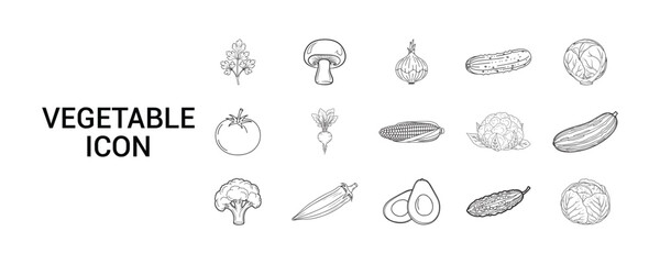 VEGETABLES  ICONS ON WHITE BACKGROUND 2
