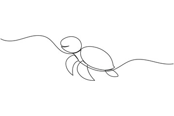 Turtle continuous one line drawing simple minimalist marine animal design