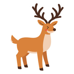 cute brown deer christmas vector illustration 