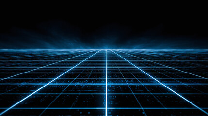 A captivating digital grid in shades of blue with dark background