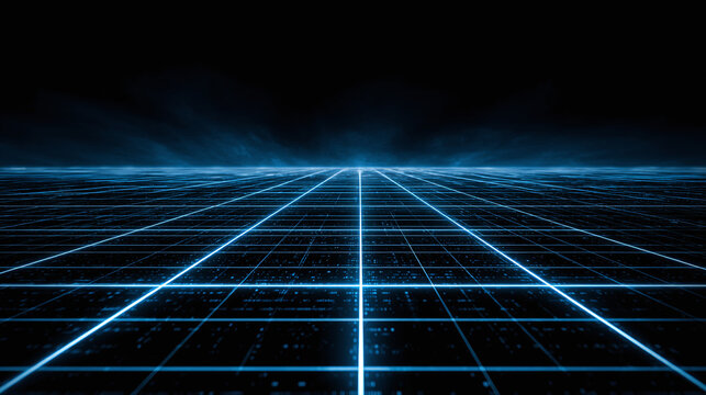 A captivating digital grid in shades of blue with dark background