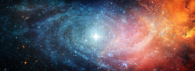 Space scene with stars in the galaxy. Panorama. Universe filled with stars, nebula and galaxy,. Elements of this image furnished by NASA