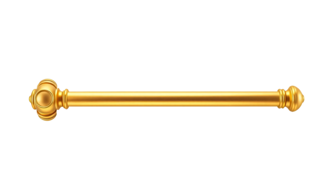 Golden curtain rod isolated on transparent background