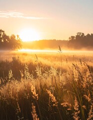 Fototapeta premium Field at Sunrise Minimal Nature Aesthetic Mobile Wallpaper