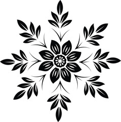 Vector black snowflake floral design