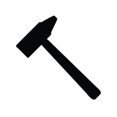 A simple black silhouette of a claw hammer isolated on a white background