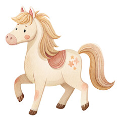 Watercolor cute horse illustration
