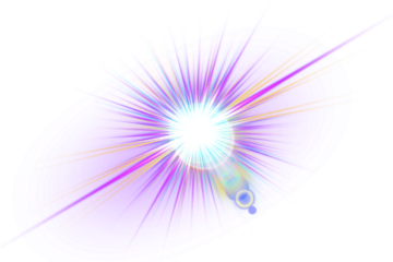 Dynamic abstract vibrant light burst with glowing colorful rays and elliptical shapes graphic isolated on transparent background