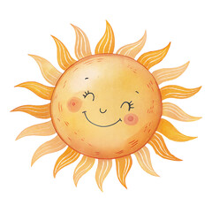 Watercolor smiling sun illustration