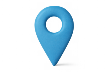 Blue location pointer icon mark, finding destination, navigation, pin on map, tracking on transparent background