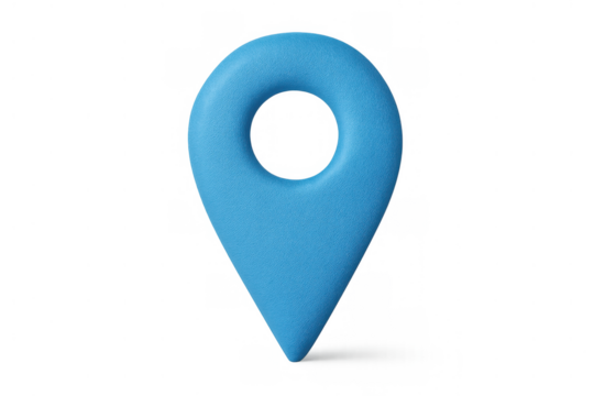 Blue location pointer icon mark, finding destination, navigation, pin on map, tracking on transparent background