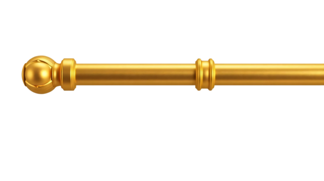 Golden curtain rod isolated on transparent background