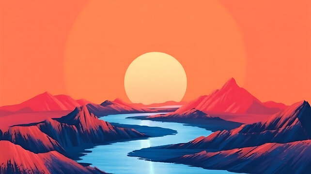 Erupting lava flow surreal abstract volcanic landscape digital art fantasy environment bird's eye view glowing elements for visual impact