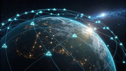 Global network connects earth with digital data streams