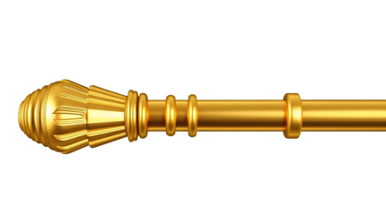 Golden curtain rod isolated on transparent background