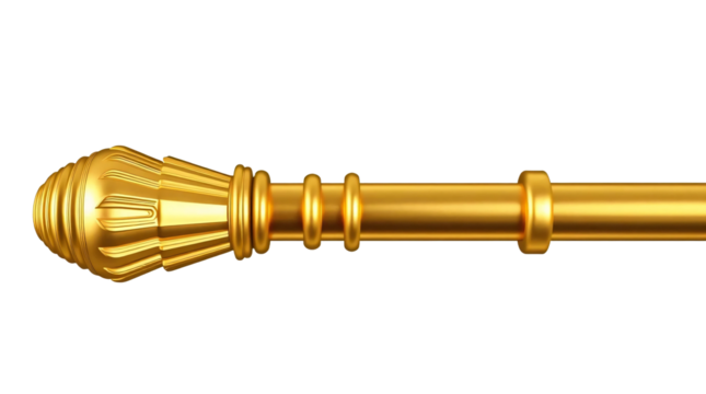 Golden curtain rod isolated on transparent background