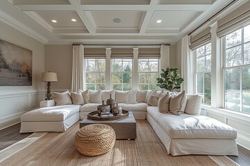 Fototapeta premium Classic Living Room With White Sofa