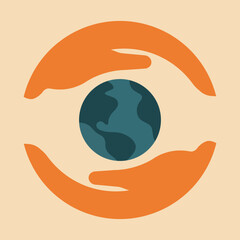 Save Earth Vector Illustration — Minimal Hands Protecting Planet Design
