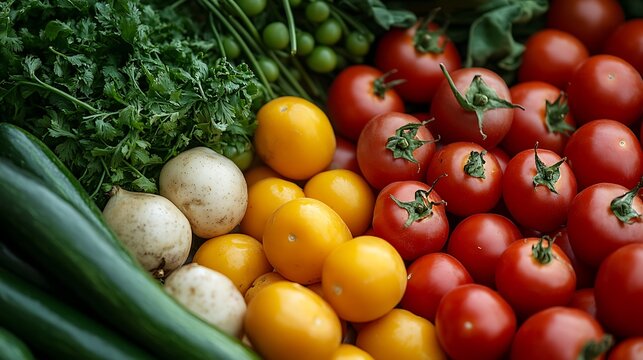 Fresh assortment of vegetables isolated on white background