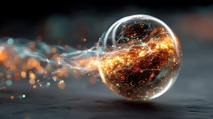 Abstract Energy Sphere: Captivating image of an abstract energy sphere, exuding a mesmerizing blend of light and motion, suggestive of futuristic science, technology, and unseen forces.