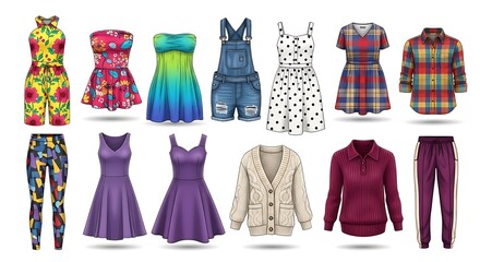 Vibrant clothing collection showcasing colorful prints and diverse styles for different occasions