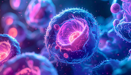 Microscopic Wonders: A captivating, close-up view unveils the intricate beauty of cells, their delicate structures bathed in ethereal light, offering a glimpse into the unseen world of life.