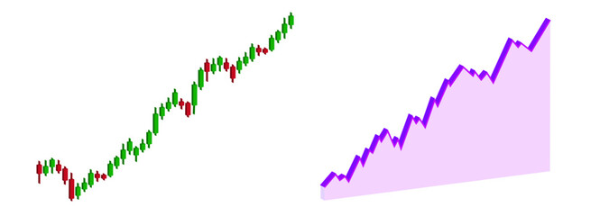 Set of 3d business graph. Bar Chart. Rising prices for purchase and sale tokens. Investment trusts REITs. Candlestick. Cryptographic. Crypto. Stick index. World stock market indices. Interface Element