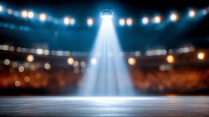 A dramatic spotlight illuminating an empty stage, symbolizing anticipation and excitement in the sports arena.