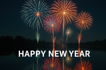 Vibrant fireworks celebrate New Year.