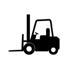Simple black silhouette icon of an industrial forklift truck Vector, illustration