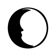 Crescent moon and abstract human face profile logo graphic Vector, illustration