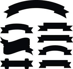 Black silhouette banner collection for graphic design and illustration work