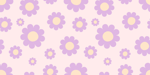 Seamless vintage spring floral pattern with blooming flowers and soft pastel tones. Elegant simple design perfect for fabric, wrapping paper, wallpaper, and textile prints