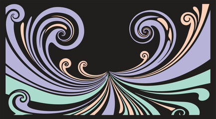 Fototapeta premium Abstract swirling pattern with pastel colors on black