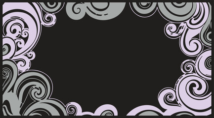 Decorative swirl border with black background