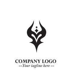 Head of Vampire Logo Symbol in Black on the White Background with Gothic Horror Vector Design