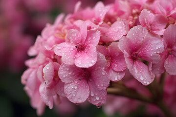 a close up of a bunch of pink flowers