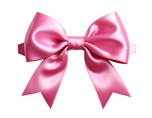 A vibrant, detailed, 3D render of a pink ribbon bow with elegant folds and texture